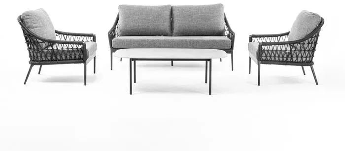 Segarda Loungemöbel Set Mykonos 4-tlg. Polyethylen Anthrazit / Charcoal