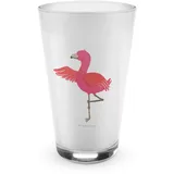 Mr. & Mrs. Panda Glas Flamingo Yoga - Geschenk, Cappuccino Glas, Rosa, Latte Macchiato, Cappuccino Tasse, Namaste, Vogel, Tiefenentspannung