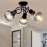 ETC Shop Deckenlampe 3 flammig Wohnzimmerlampe Küchenlampe Deckenleuchte, schwarz,
