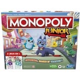 Hasbro Gaming Monopoly Junior Brettspiel, 2-seitiges Spielbrett, 2 Spiele in 1, Monopoly-Spiel für jüngere Kinder; Kinderspiele, Jugendspiele (französische Version)