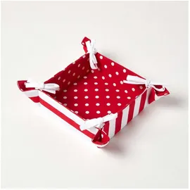 Homescapes Brotkorb Stoff Wendemuster Polk Dots rot Design Brötchenkorb Textil 100% Baumwolle