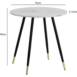 FineBuy Esszimmertisch 75 x 76 x 75 cm weiß
