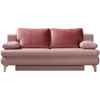 Novel Schlafsofa Rob, Rosa, Textil, Eiche, 2-Sitzer, Füllung: Schaumstoffflocken,Schaumstoffflocken, 200x91x92 cm, Schlafen auf Sitzhöhe, Rücken echt, Wohnzimmer, Sofas & Couches, Schlafsofas, Schlafsofas mit Bettkasten
