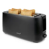 Korona 21060 Toaster 4 Scheiben | Langschlitz | einstellbarer Röstgrad | Auftauen | Rösten | Aufwärmen | 1.400 Watt | Brötchenaufsatz | Krümelschublade | Brotscheiben-Zentrierung | schwarz matt