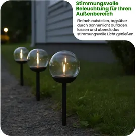 Star Trading LED-Solar-Wegleuchte 'Globe', 3er Set, weiß/schwarz