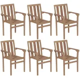 vidaXL Stapelbare Gartenstühle mit Kissen 6 Stk. Massivholz Teak