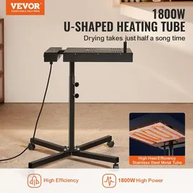 Vevor Blitztrockner für Siebdruck Schnelltrockner 41 x 41 cm, 0–750 °F Temperaturregelung, Hochleistungs-Siebdrucktrockner mit höhenverstellbarem Ständer, 360°-drehung, T-shirt-härtungsmaschine