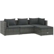 vidaXL Lounge Set 4-tlg. Polyrattan Kissen anthrazit/grau