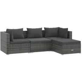 vidaXL Lounge Set 4-tlg. Polyrattan Kissen anthrazit/grau