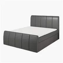 A&J MöbelLand Boxspringbett KARIS 160x200 mit Bettkasten, Topper und gepolstertem Kopfteil. Farbe: Dunkelgrau - Dunkelgrau