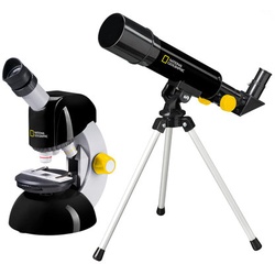 NATIONAL GEOGRAPHIC Kompakt-Teleskop und Mikroskop mit Smartphonehalterung - Schwarz - Schwarz