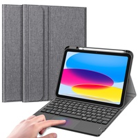 Fintie Tastatur Hülle für iPad 10. Generation 2022, iPad 10 Generation Hülle mit magnetisch Abnehmbarer Deutscher Tastatur und Touchpad Keyboard mit QWERTZ Layout, Grau