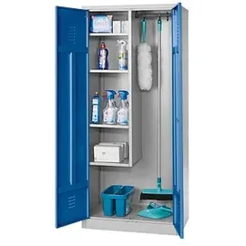 Gürkan Putzmittelschrank 104528 lichtgrau, enzianblau 80,0 x 50,0 x 180,0 cm, aufgebaut, 1 St.