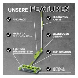 Swivel Akku-Besen Swivel Sweeper G2 Grün + Ersatz-Akku