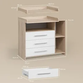 livinity® Wickelkommode Torino Weiß/Sonoma