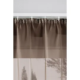 Gardinenbox 2er-Pack Gardinen Transparent Vorhang Set Wohnzimmer Voile Schlaufenschal mit Bleibandabschluß HxB 225x140 cm Braun,