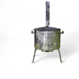 Grillpeter Utschak Edelstahl 2mm mit Rauchrohr Timur und Kazan 16L Silber