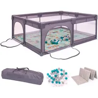 BabyGO Laufstall Playpark 2, inkl. 48 Spielbälle und Spielmatratze,