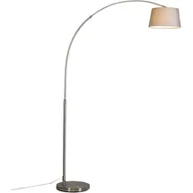 QAZQA Moderne Bogenlampe Stahl mit grauem Stoffschirm - Arc Basic