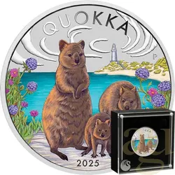 1 Unze Silbermünze Australien Quokka 2025 - coloriert
