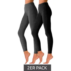 2er Pack ROGO X LAVANA Damen Baumwoll-Leggings bequeme Leggings Sport-Leggings 555608 Grau/Schwarz - 54/56