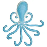 Relaxdays Wandhaken Oktopus, 6 Garderobenhaken, Gusseisen, HBT 16,5 x