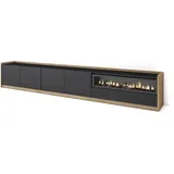 SKRAUT HOME Lowboard 310x50x37 cm Schwarz Eiche Holzwerkstoff