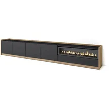 SKRAUT HOME Lowboard 310x50x37 cm Schwarz Eiche Holzwerkstoff
