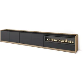 SKRAUT HOME Lowboard 310x50x37 cm Schwarz Eiche Holzwerkstoff