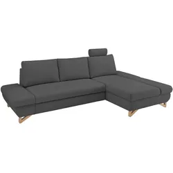 Furn.Design Ecksofa in grau Velours Wohnzimmer Sofa Skalm