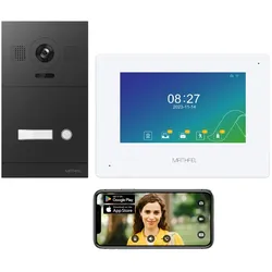 2 Draht Video Türsprechanlage für 1 Teilnehmer mit Aufzeichnungsfunktion, 7 Zoll LCD-Monitor, Nachtsichtfunktion – Anthrazit Kamera 1x 7 Zoll Monitor