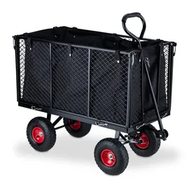 Relaxdays Bollerwagen schwarz-rot