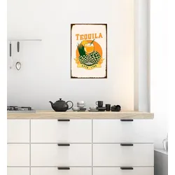queence Metallbild »Tequila«, Schriftzüge-Schriftzug-Ananas, (1 St.), Stahlschilder queence Farbe Bild(er): beige