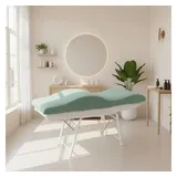 STM Company Massageliege Memory Foam Wellenmatratze für Kosmetikliege (180x60 cm / 190x70 cm, mit Veloursbezug), Anatomischer Lash Topper für Wimpern, PMU & Kosmetik grün 190x70 cm