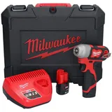 Milwaukee M12 BIW14-202C Akku Schlagschrauber 12 V 50 Nm 1/4" 4933443897 + 2x Akku 2,0 Ah + Koffer