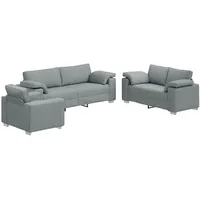 VidaXL 3-tlg. Sofagarnitur mit Kissen Hellgrau Stoff