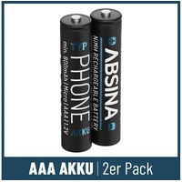 ABSINA Akku AAA für Telefon 800 mAh - 2x NiMH Telefonakkus Akkus Batterien Akku 800 mAh (1.2 V)