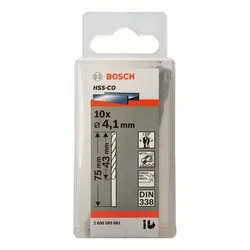 Metallbohrer HSS-Co, DIN 338, 4,1 x 43 x 75 mm, 10er-Pack