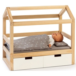 MUSTERKIND® Puppenbett Puppen-Hausbett Viola, natur/weiß, aus Holz beige|grau|weiß