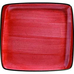 6x Bonna Aura Passion Moove Platte rechteckig 32x30cm 2,5cm hoch Rot Creme Porzellan APSMOV41KR Servierplatten Speise Geschirr