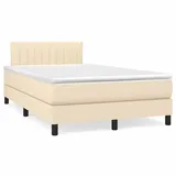 vidaXL Boxspringbett mit Matratze Creme 120x200 cm Stoff - Creme