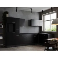 Respekta Winkelküche L-Form 310 x 172 cm Grau Schwarz