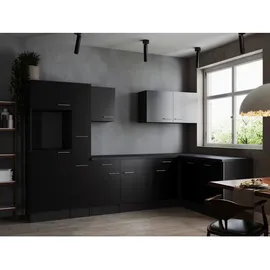Respekta Winkelküche L-Form 310 x 172 cm Grau Schwarz