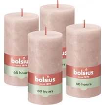 Bolsius Rustik Stumpenkerze 13 x 6,8 cm 4 St. nebliges rosa