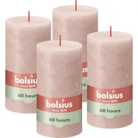Bolsius Rustik Stumpenkerze 13 x 6,8 cm 4 St. nebliges rosa