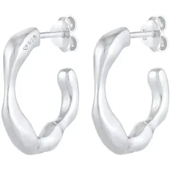 Elli PREMIUM Creolen Ohrhänger Organische Struktur 925 Silber Ohrringe   Damen 