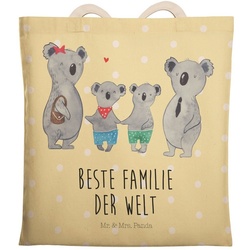 Mr. & Mrs. Panda Tragetasche Koala Familie zwei – Gelb Pastell – Geschenk, Stofftasche, Umhängetas (1-tlg) gelb