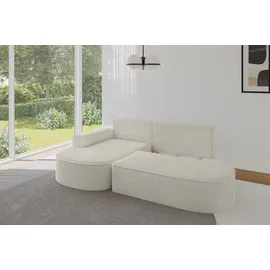 altdecor Eckcouch Cord 2-Sitzer Beige