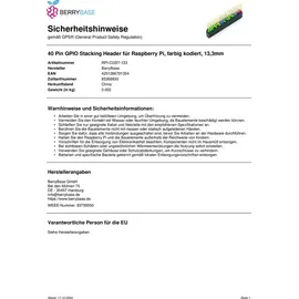 Sertronics 40 Pin GPIO Stacking Header für Raspberry Pi, farbig kodiert, 13,3mm