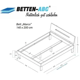 Betten-ABC Bubema Marco – Massivholzbett aus Kernbuche mit Kopfteil, natur geölt